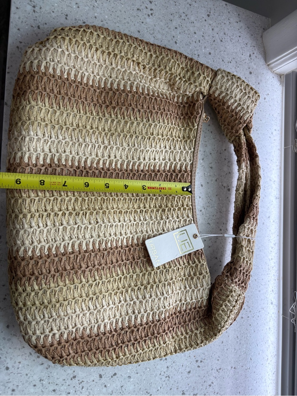 NWT Urban Expressions Woven Neutral Stripe Hobo Shoulder Bag - Picture 10 of 11